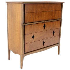 Mid-Century Modern Danish Walnut High Chest Dresser