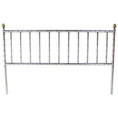 Mid-Century Modern Mastercraft Style Chrome and Brass, King-Size Headboard 1