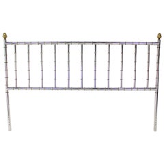 Mid Century Modern Faux Bamboo Chrome and Brass King Size Headboard