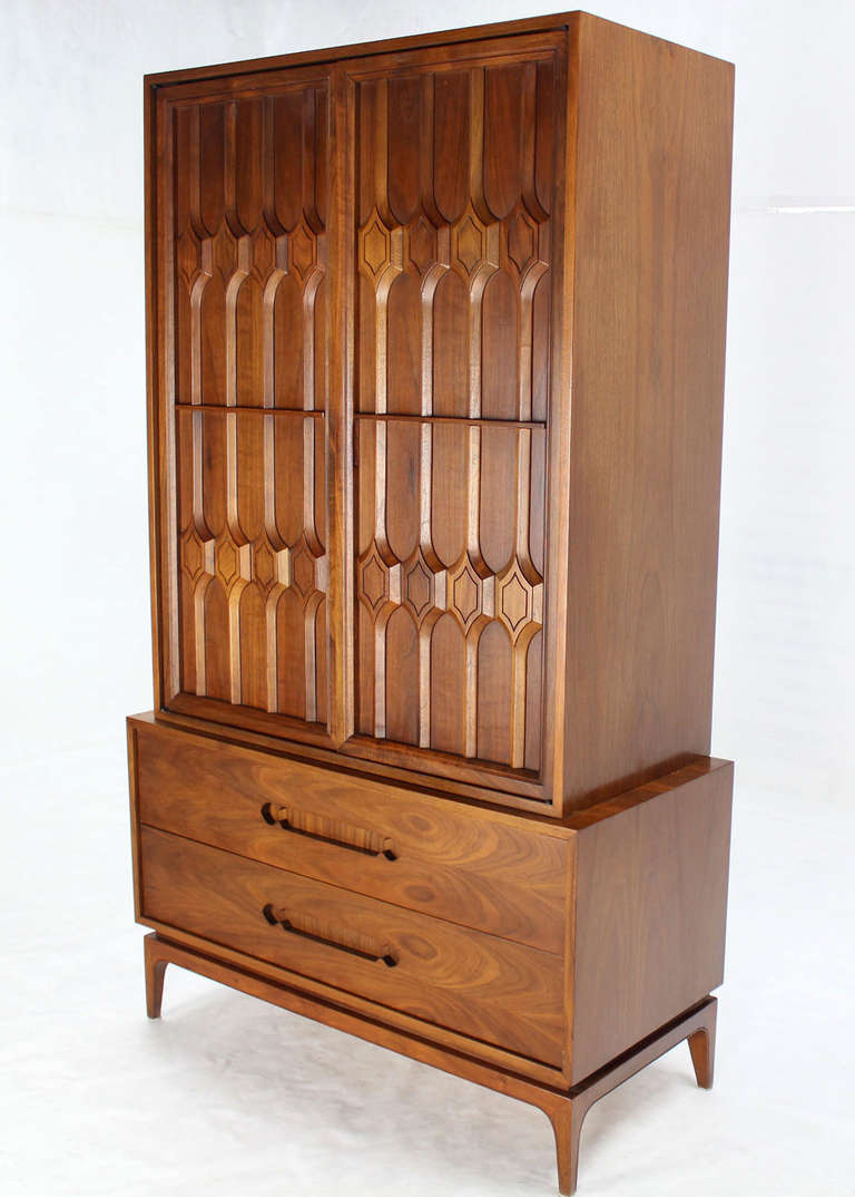 20th Century Mid Century Modern Walnut Gentlemen's High Chest Dresser Cabinet