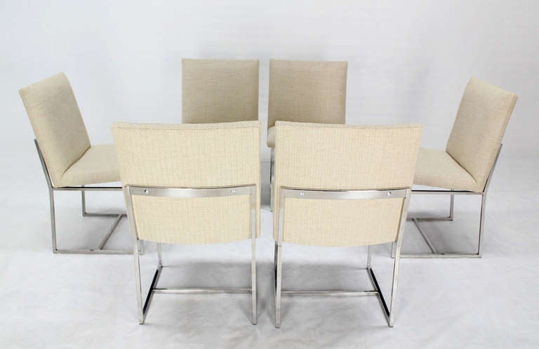 Set of Six Mid-Century Modern Chrome Dining Chairs in the Style of M. Baughman 3