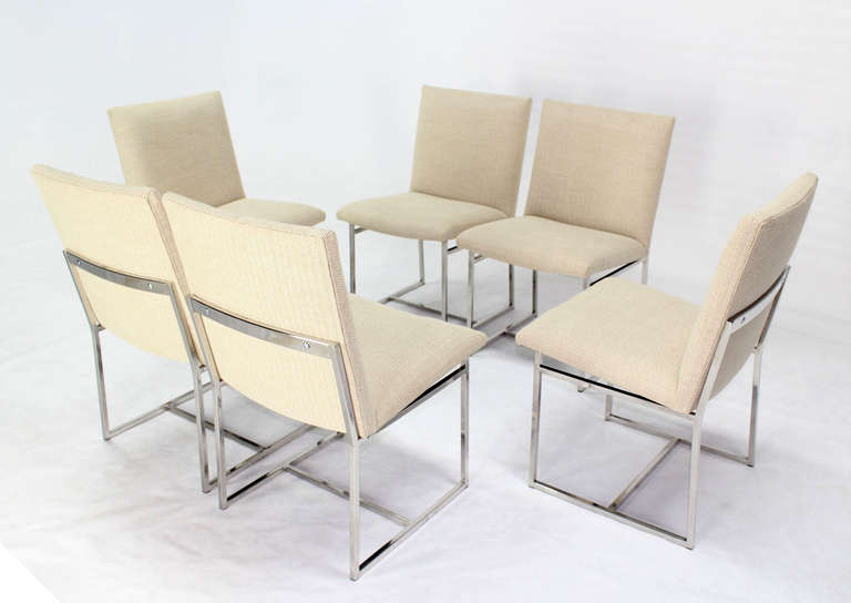 Set of Six Mid-Century Modern Chrome Dining Chairs in the Style of M. Baughman 4