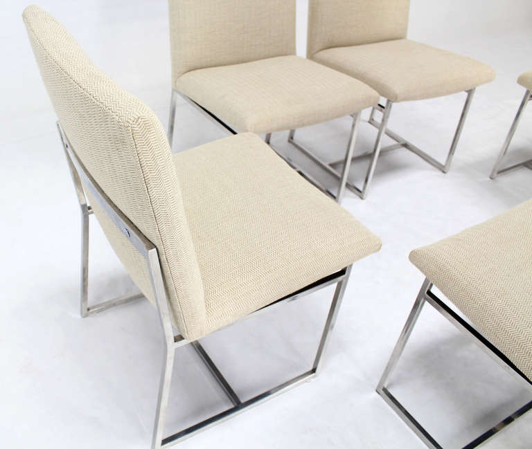 Set of Six Mid-Century Modern Chrome Dining Chairs in the Style of M. Baughman In Excellent Condition In Rockaway, NJ