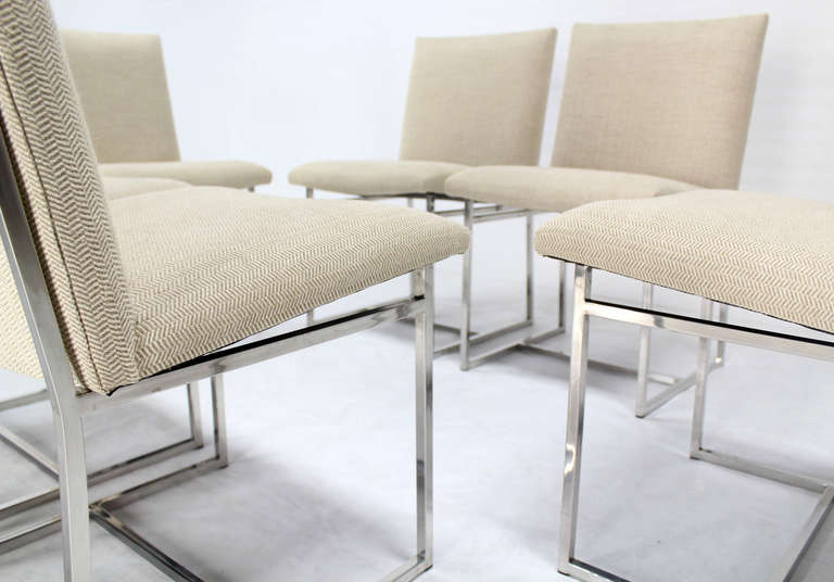 Set of Six Mid-Century Modern Chrome Dining Chairs in the Style of M. Baughman 2