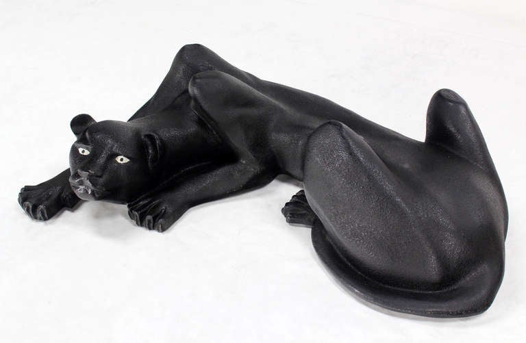 Mid Century Modern era large sculpture coffee table base of a Panther.
