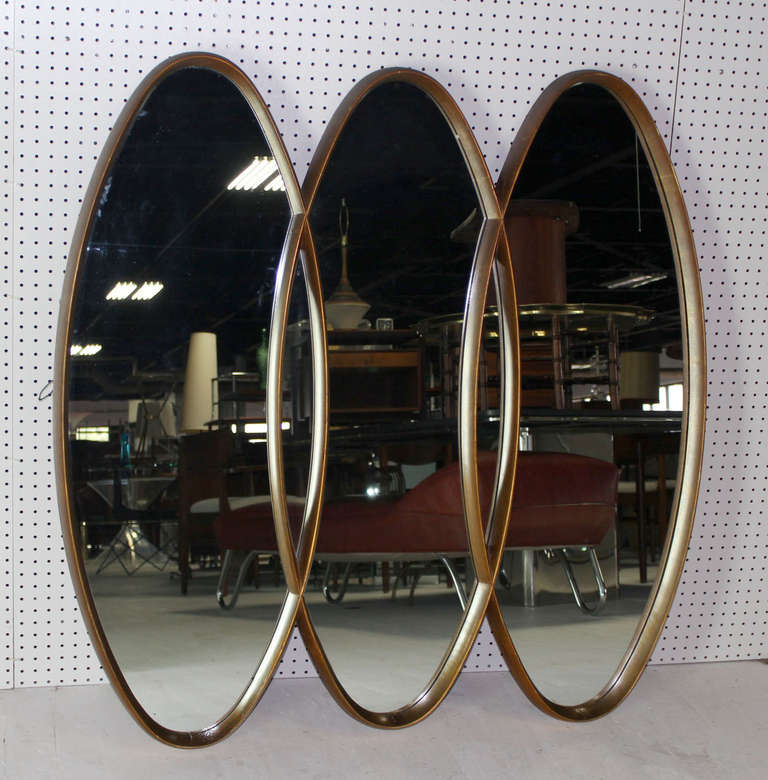 Triple-Overlapping Oval, Mid-Century Modern Mirror In Excellent Condition In Rockaway, NJ