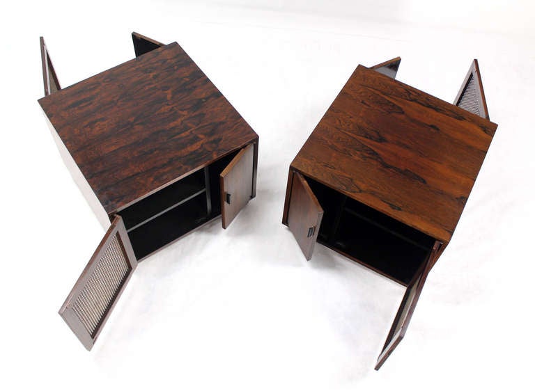 American Pair of Midcentury Rosewood, Cube End Tables in the Style of Harvey Probber