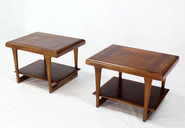 American Mid-Century Modern Walnut End Tables by Lane