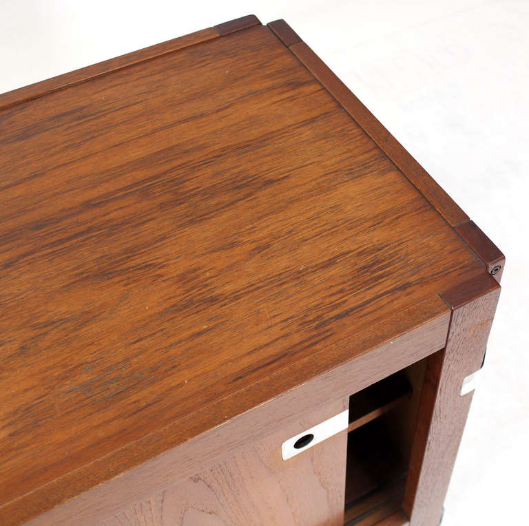 20th Century Danish Midcentury Modern Long Teak Credenza Dresser Sideboard with Sliding Doors