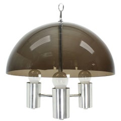 Smoked Dome Chrome Mid-Century Modern Light Fixture