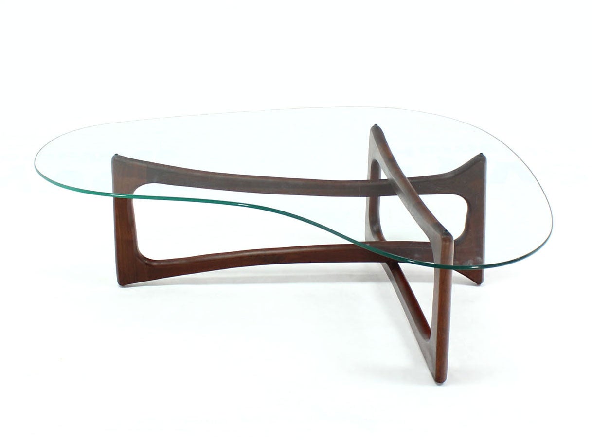 Mid-Century Modern Adrian Pearsall Kidney Shape Coffee Table on a Walnut Base