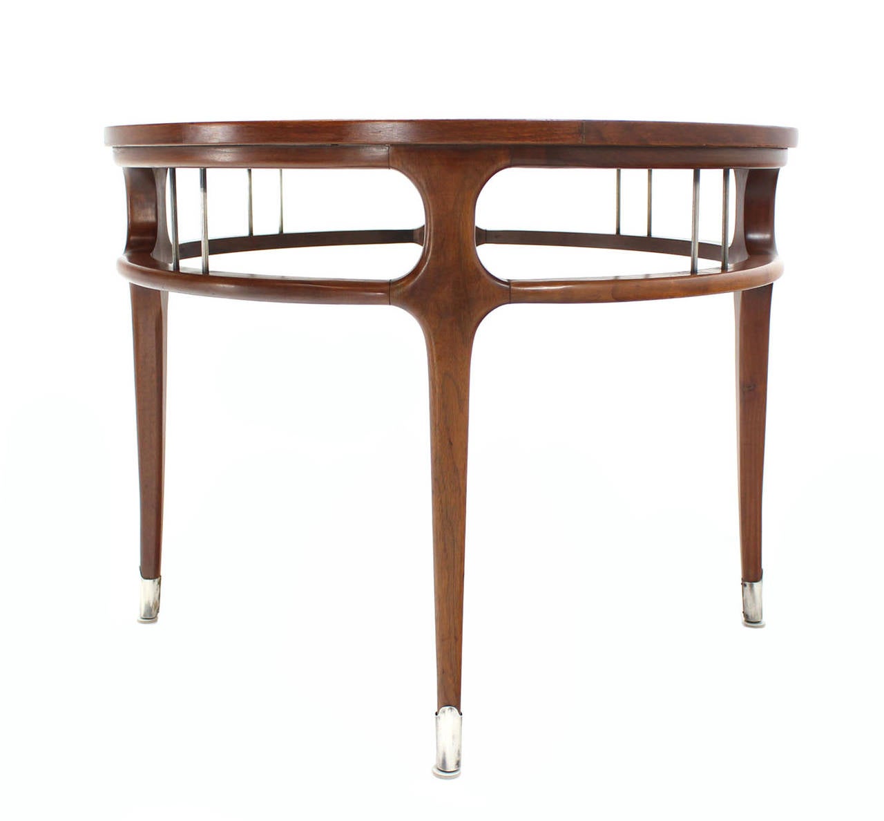 Figural Round Walnut Center Table on Silver Feet 2