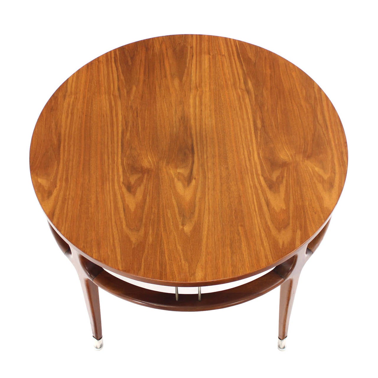 Figural Round Walnut Center Table on Silver Feet In Excellent Condition In Rockaway, NJ
