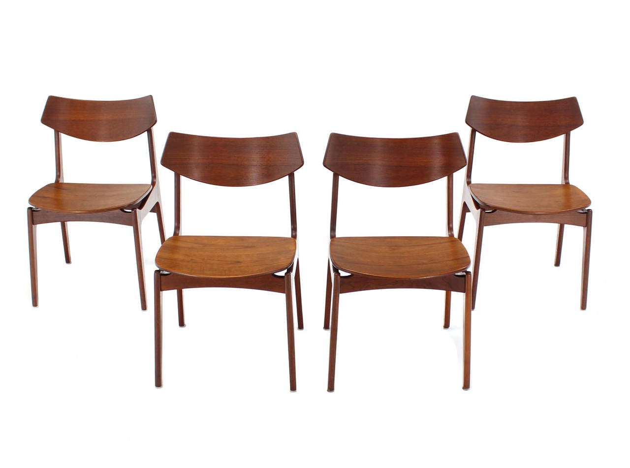 Set of Four Funder Schmidt Molded Teak Plywood Chairs 3