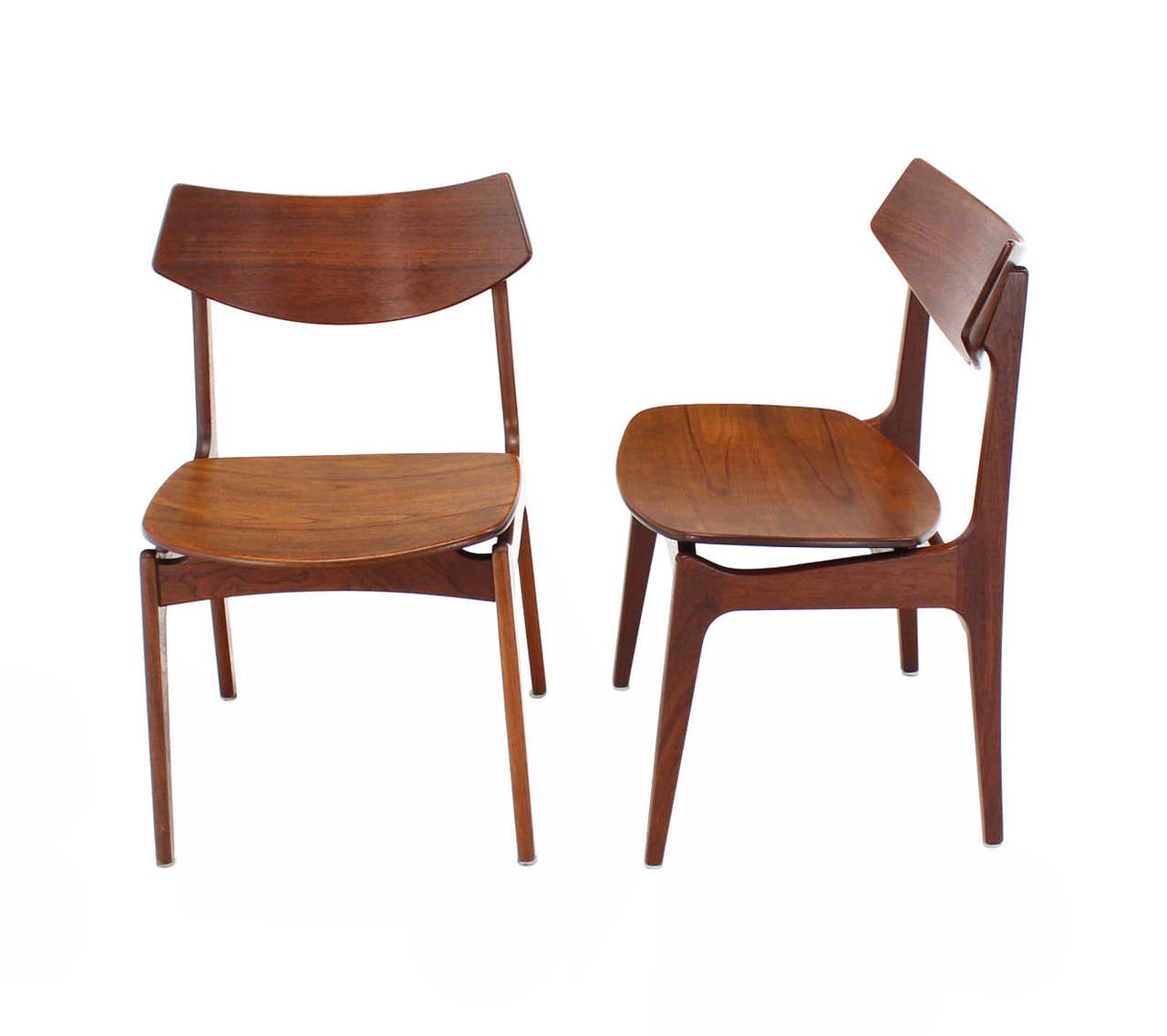 Mid-Century Modern Set of Four Funder Schmidt Molded Teak Plywood Chairs