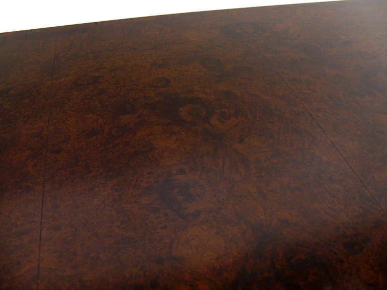 Nice solid construction mid-century modern burl wood parson coffee table