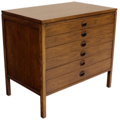 Vintage Dunbar Mid Century Modern Walnut 6 Drawer Bachelor Chest Cabinet Dresser