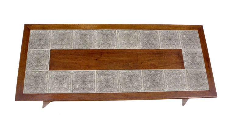 Oiled Walnut Tiled Top Coffee Table Mid Century Danish Modern