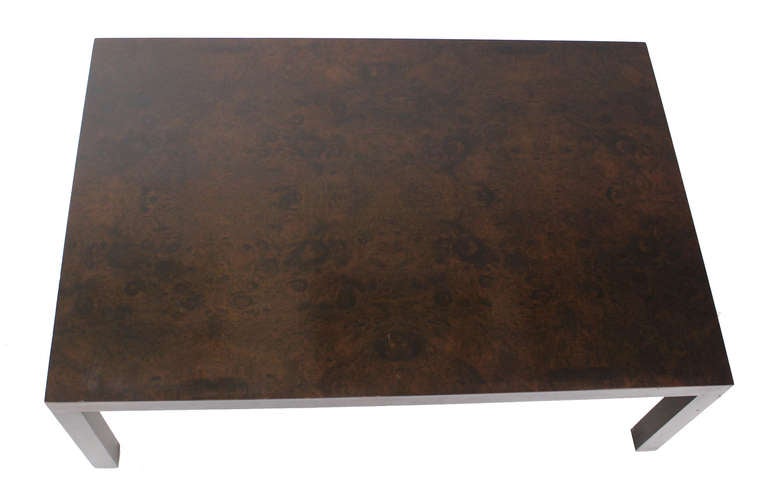 Mid-Century Modern Burl Wood Parson Coffee Table by Milo Baughman for Directional