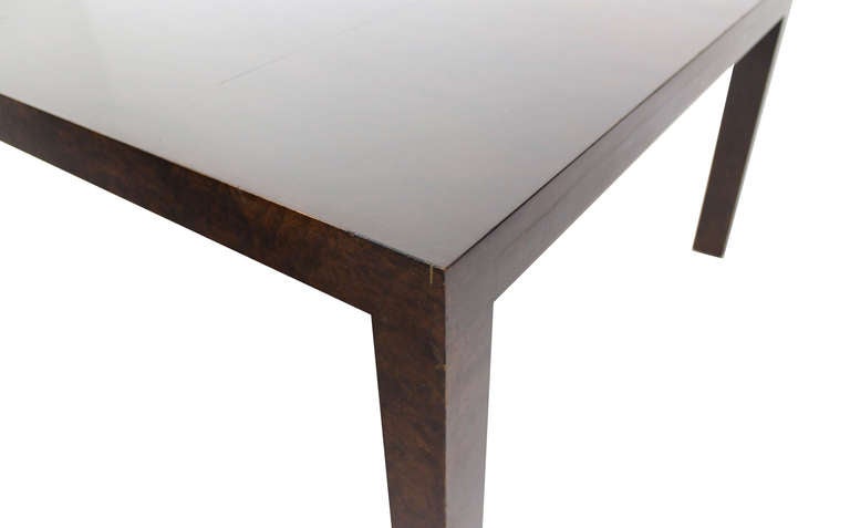 American Burl Wood Parson Coffee Table by Milo Baughman for Directional