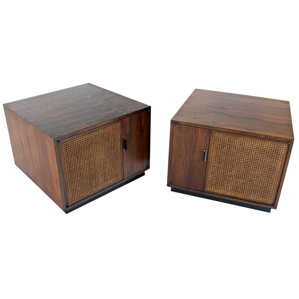 Pair of Midcentury Rosewood, Cube End Tables in the Style of Harvey Probber