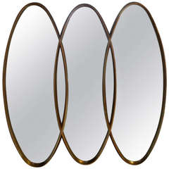 Vintage Triple-Overlapping Oval, Mid-Century Modern Mirror