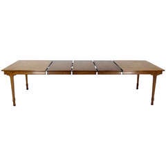 Baker Mid-Century Modern Dining Banquet Table with Three Extension Leaves