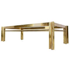 Mid-Century Modern Large Rectangle Brass and Glass Coffee Table Mastercraft