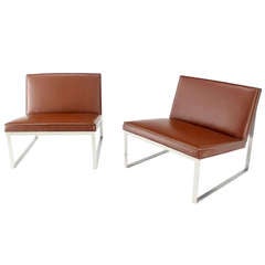 Pair of Mid-Century Modern Leather Lounge Chairs