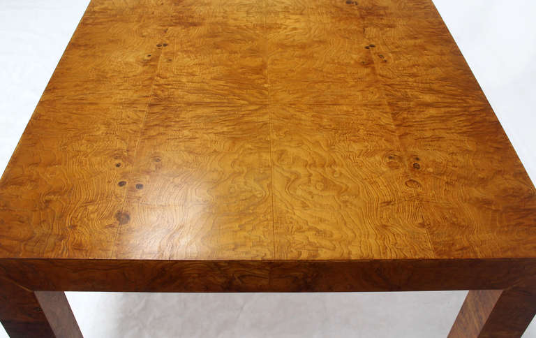 American Milo Baughman Mid Century Modern Burl Wood Dining Conference Table
