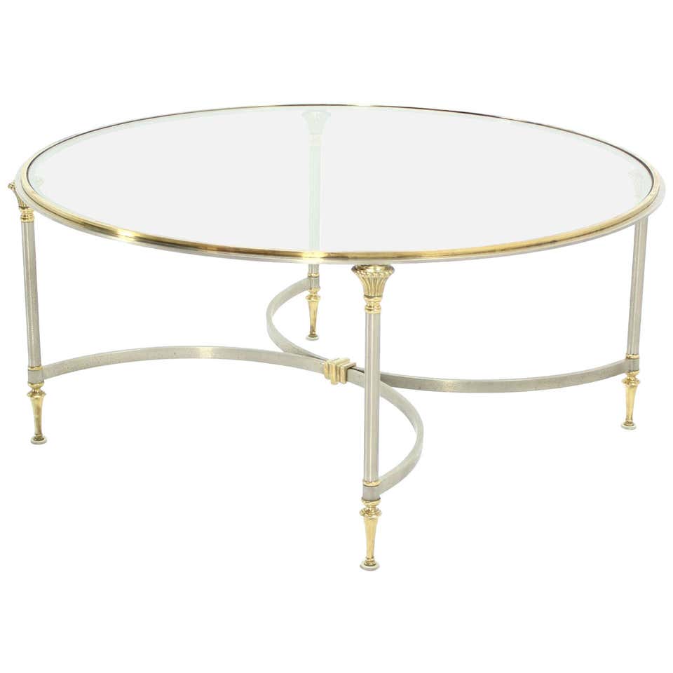 Round Brass Frame Coffee Table For Sale at 1stdibs