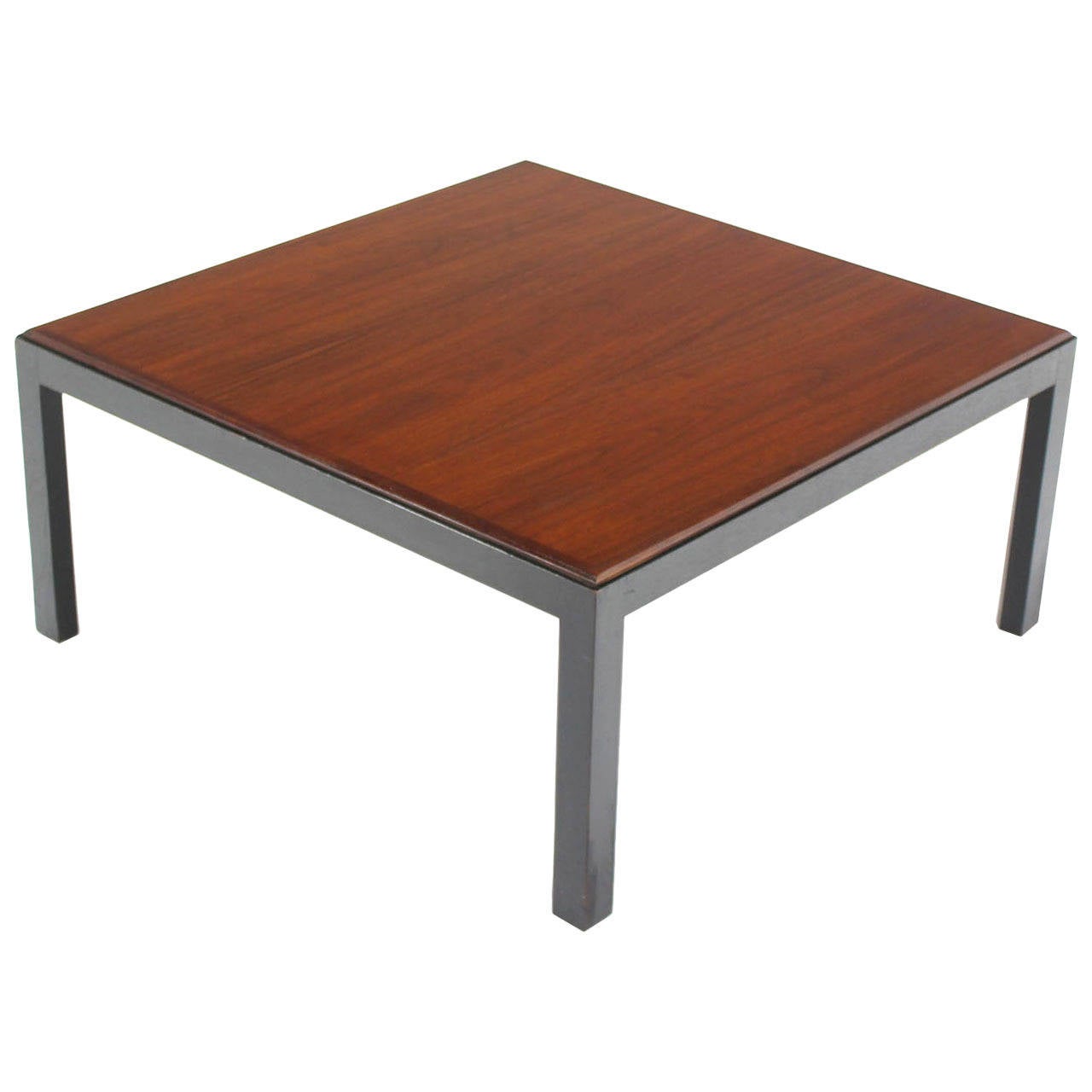 Ebonised Frame Walnut Top Square Coffee Occasional Table For Sale at 1stDibs