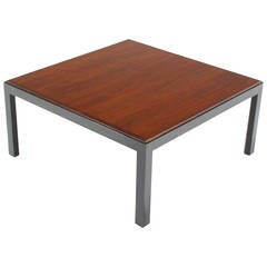 Ebonised Frame Walnut Top Square Coffee Occasional Table