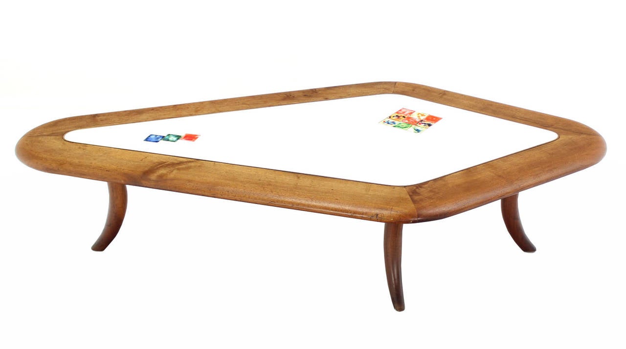 Diamond Shape Solid Thick Walnut Top Coffee Table
