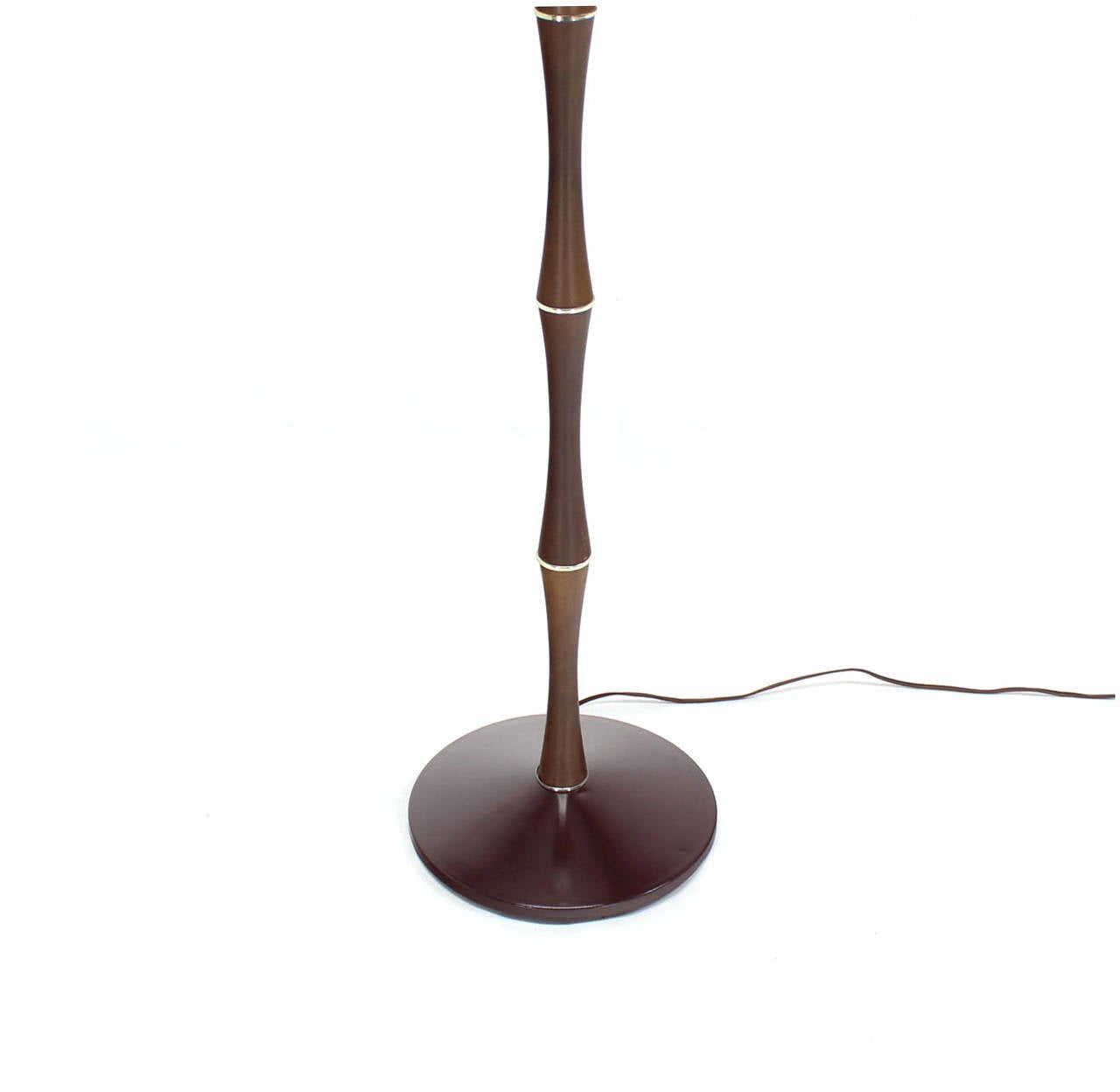 Lacquered Faux Bamboo Floor Lamp with Large Shade