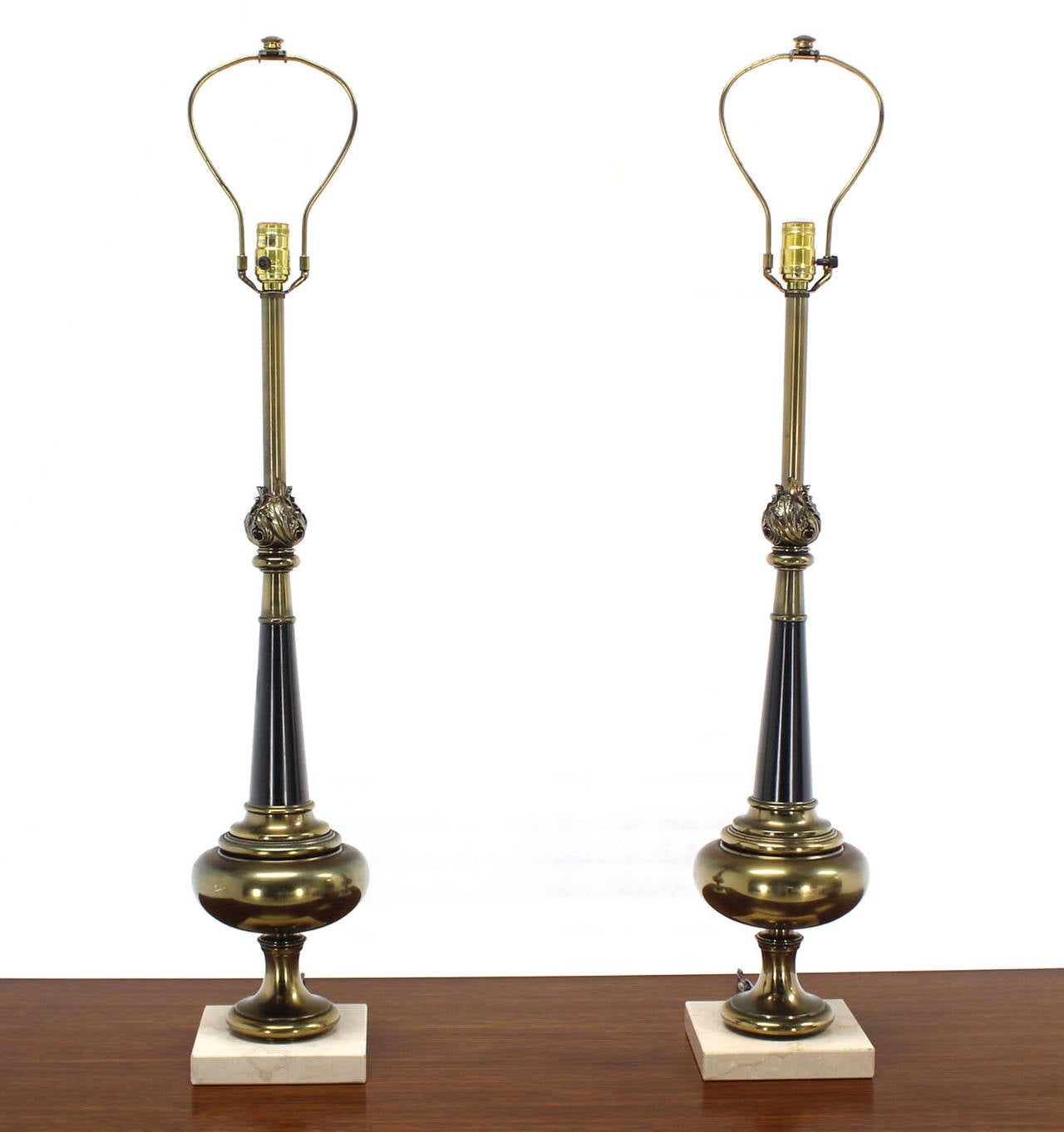 American Pair of Stiffel Modern Table Lamps on Marble Bases