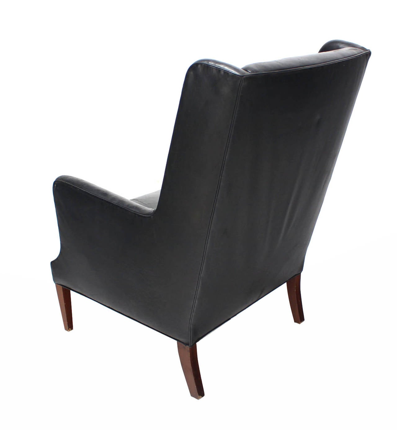 20th Century Pair of Black Upholstered Leather Chairs