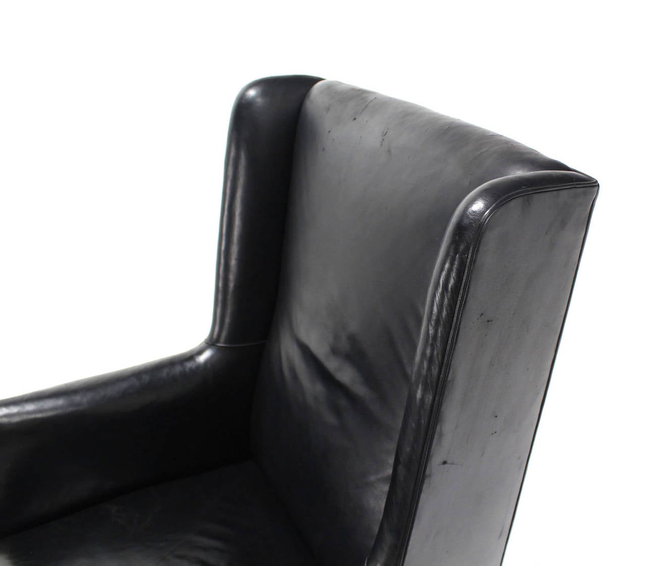Pair of Black Upholstered Leather Chairs 1