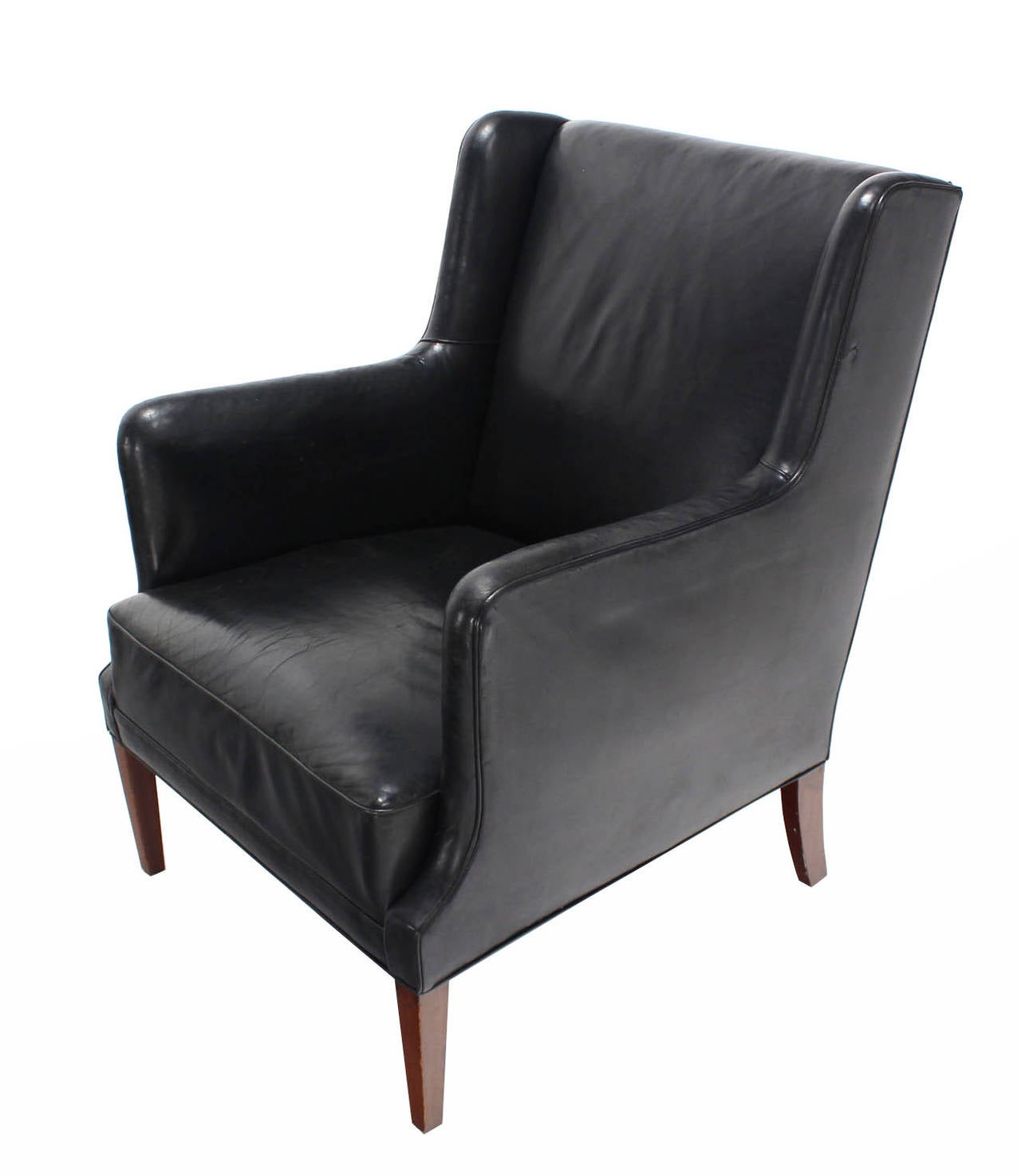 Pair of Black Upholstered Leather Chairs 2