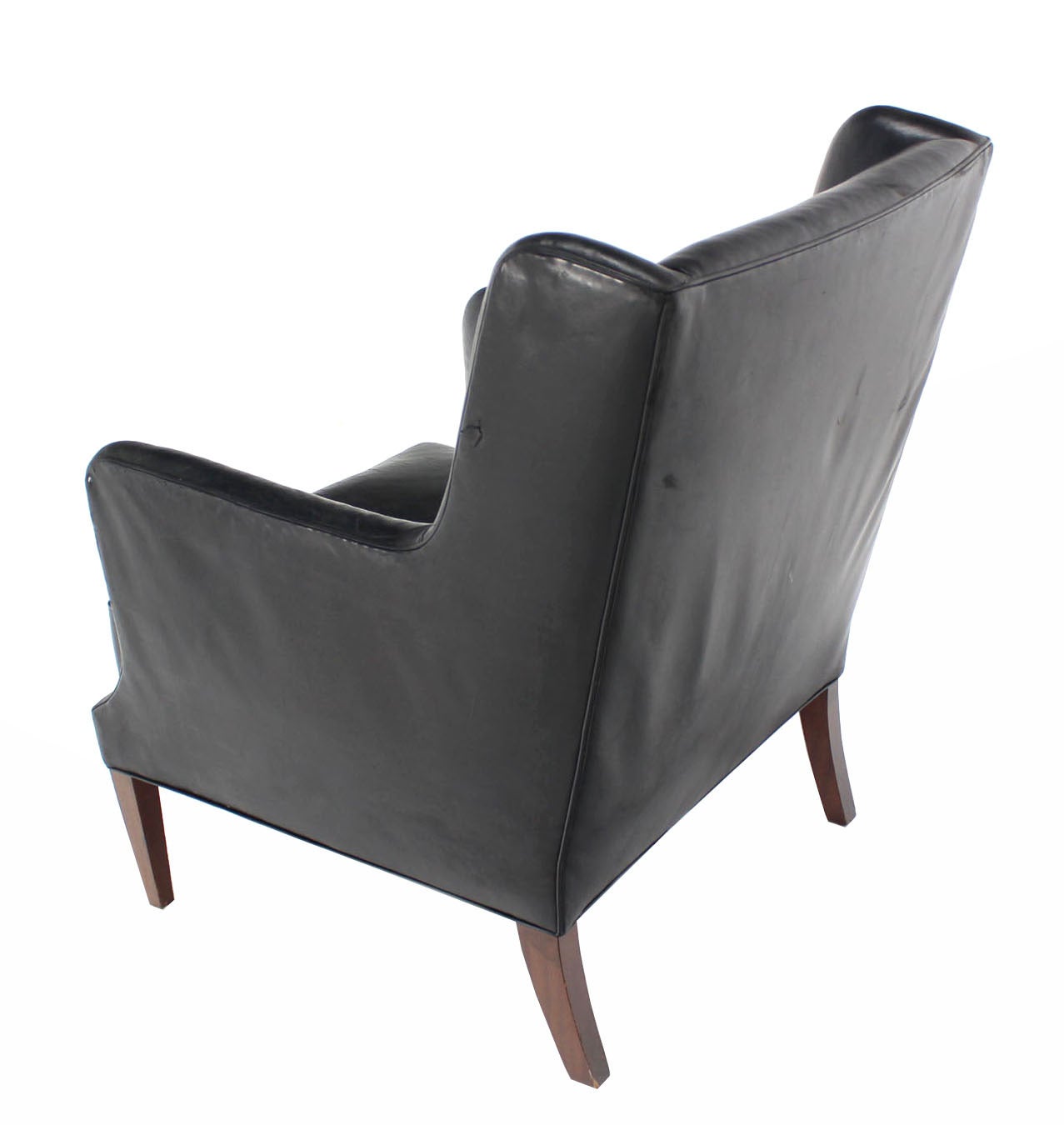 Pair of Black Upholstered Leather Chairs 3