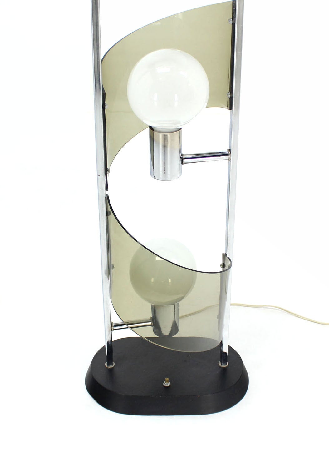 Smoked Glass Mid-Century Modern Large Chrome Table or Floor Lamp