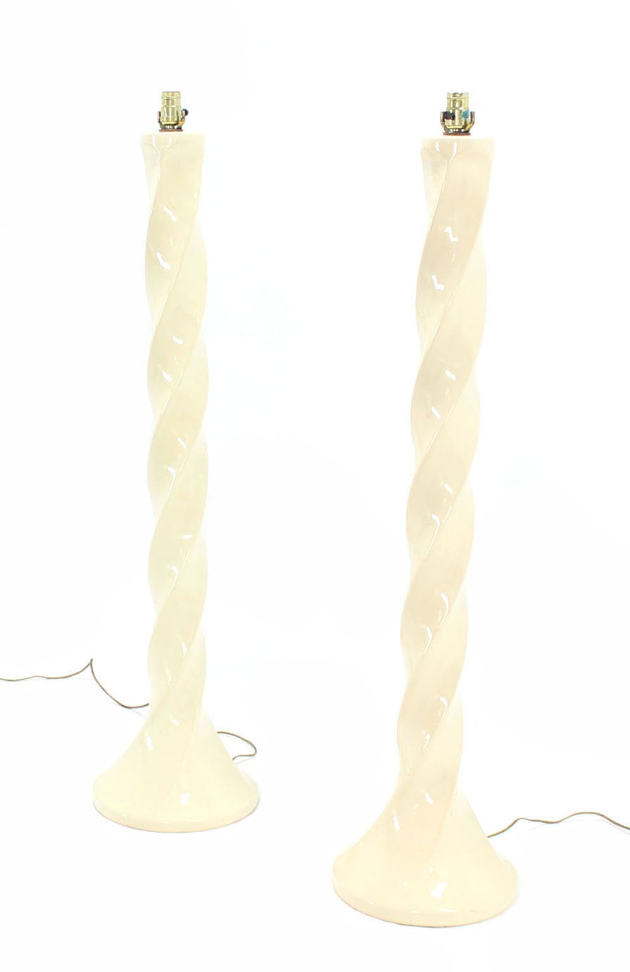 Pair of unusual very decorative twisted columns floor lamps.