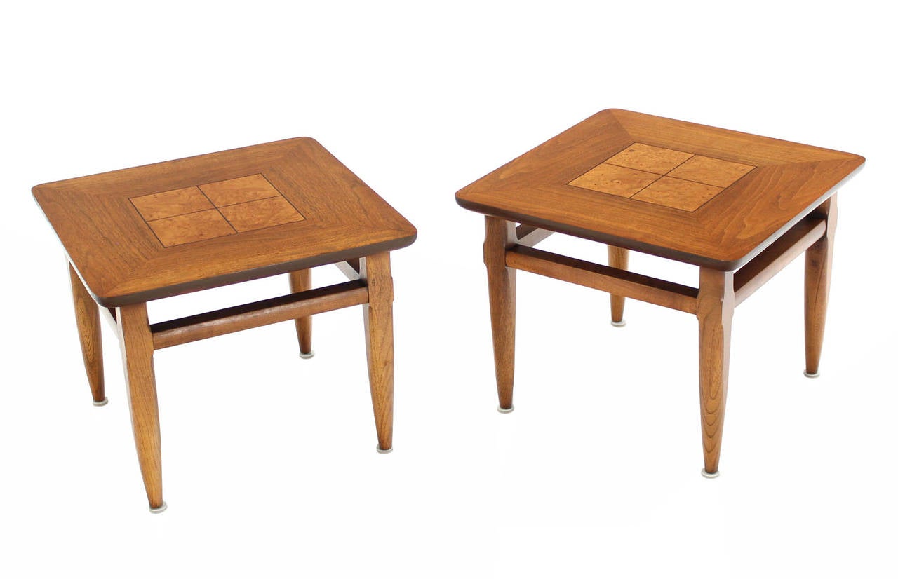 Mid-Century Modern Set of Three American Walnut Square End Side Occasional Tables Stands