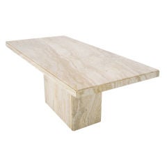 Modern Italian Marble or Travertine Pedestal Dining Table