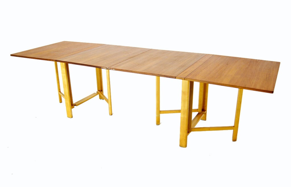 Bruno Mathsson Teak Folding Banquet Dining Drop Leaf Table 4