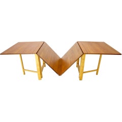Used Bruno Mathsson Teak Folding Banquet Dining Drop Leaf Table
