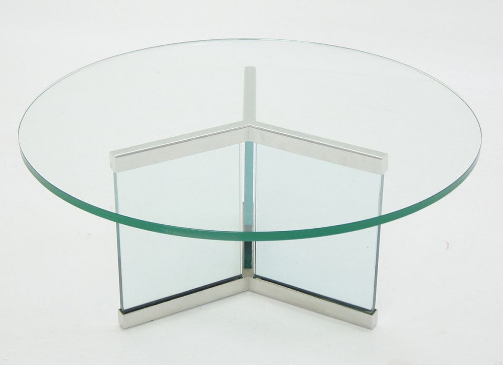 Nice Pace Collection glass and chrome coffee table.