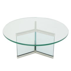 Pace Collection Round Glass and Chrome Modern Coffee Table