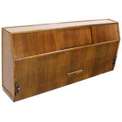 Mid-Century Modern Walnut King Headboard with a Sliding Door Cabinet 11