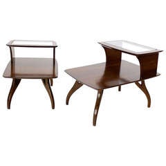 Used Pair of Mid-Century Modern Walnut Step Night Stands